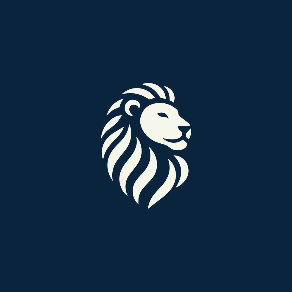 lion head logo design with minimalist vector