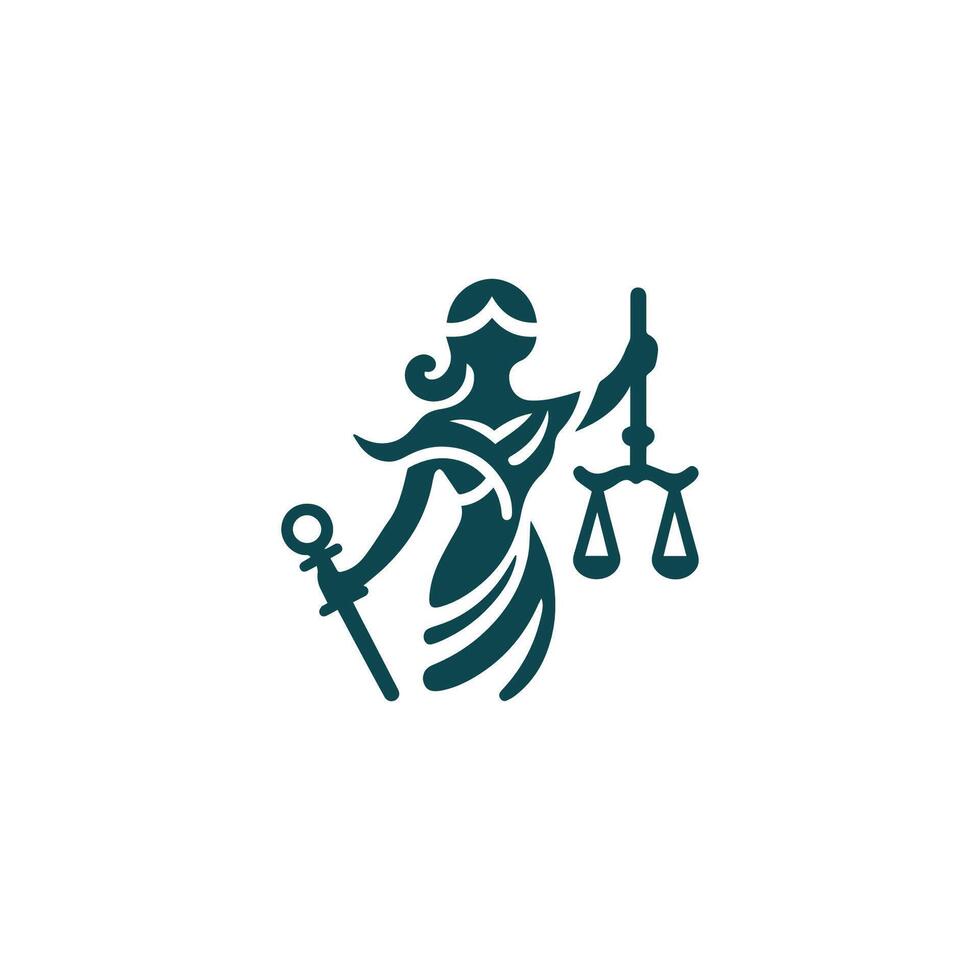 the lady justice logo is shown in a simple design vector