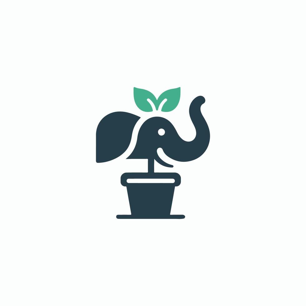 an elephant is holding a plant in its hand vector