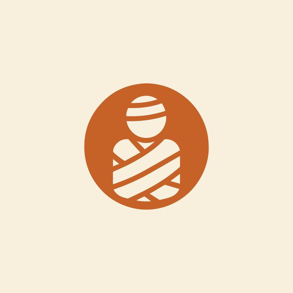 a person wrapped in bandages is shown in an orange circle vector