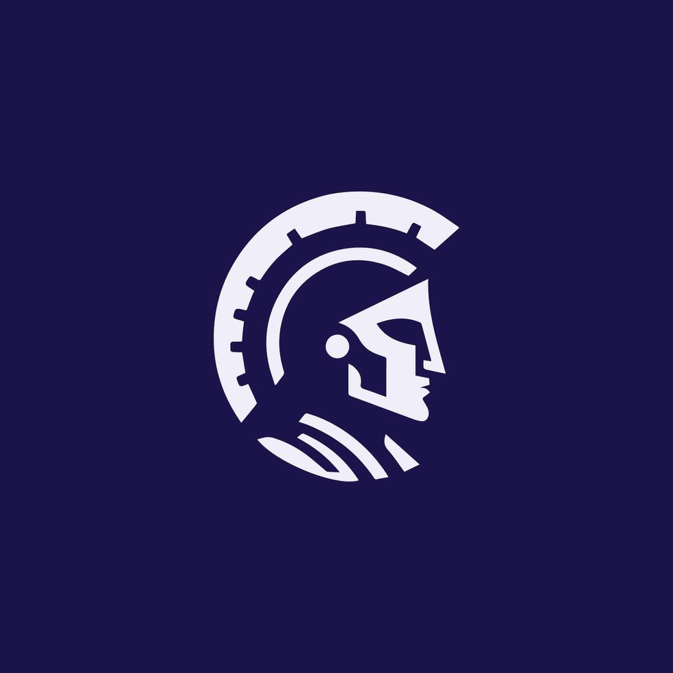 a spartan helmet logo on a dark background vector