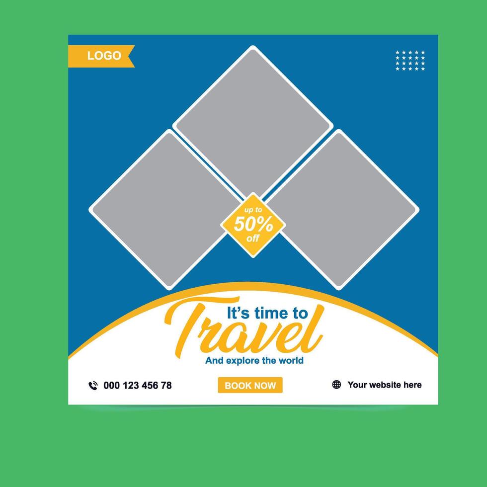 Explore the World Editable Travel Social Media Template vector