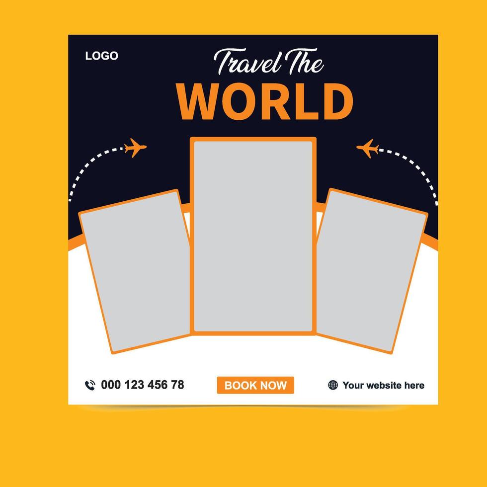 Explore the World Travel Social Media Banners And Posts vector