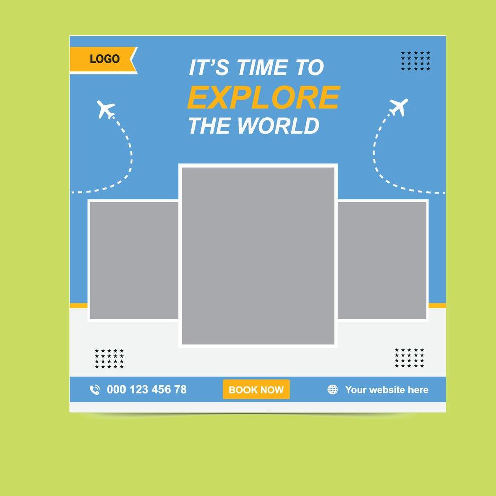 Modern Travel Promotion Social Post Layout vector