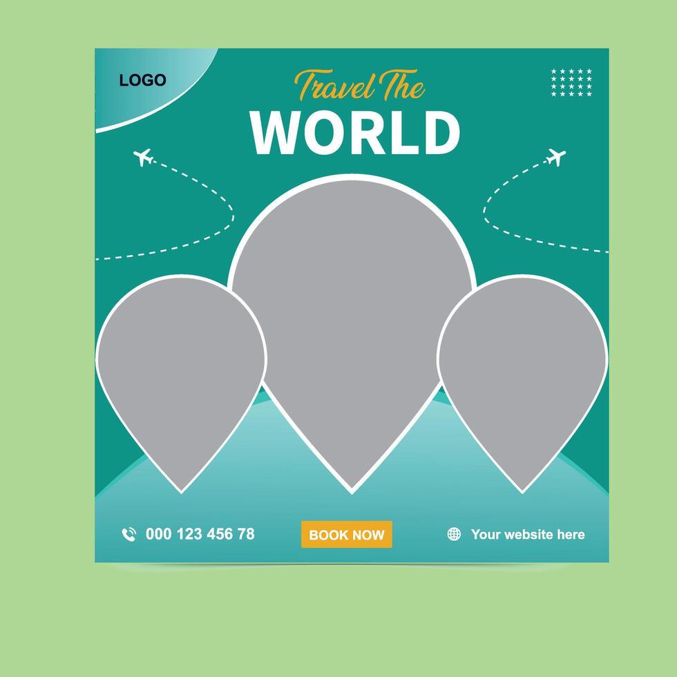 Summer Travel Deals Social Media Banner Design vector