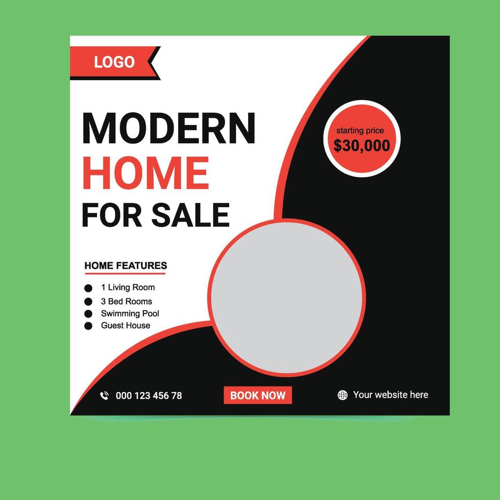 Luxury Modern Home for Sale Social Media Banner vector