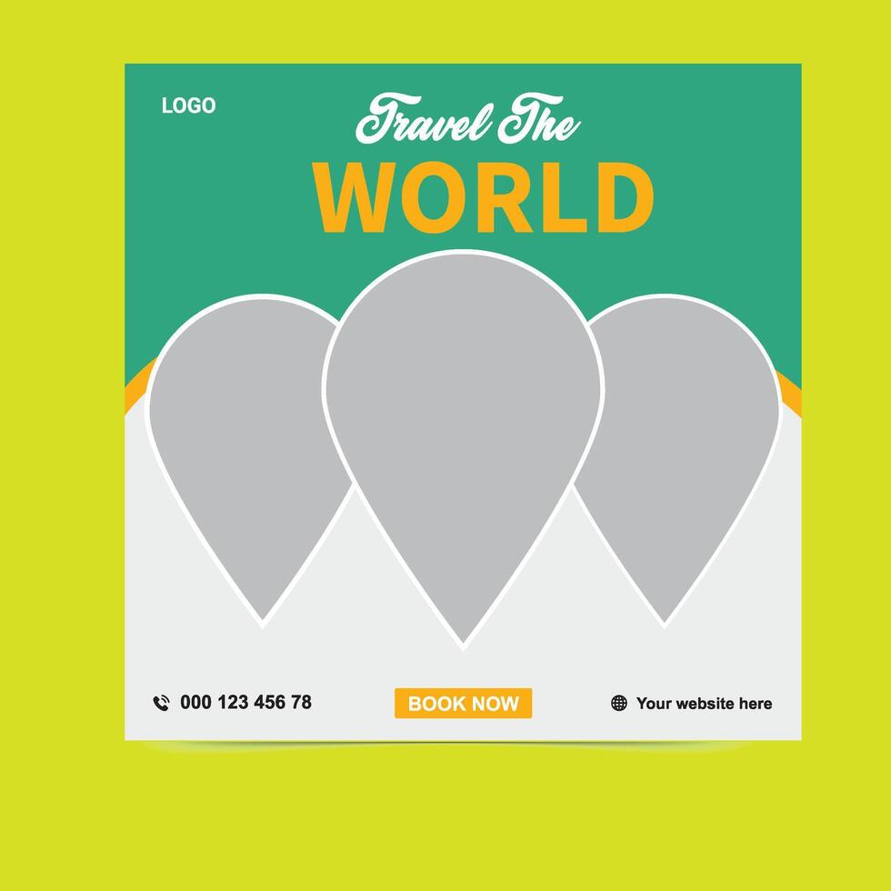 Editable Travel Promotion Posts for Social Media Marketing vector