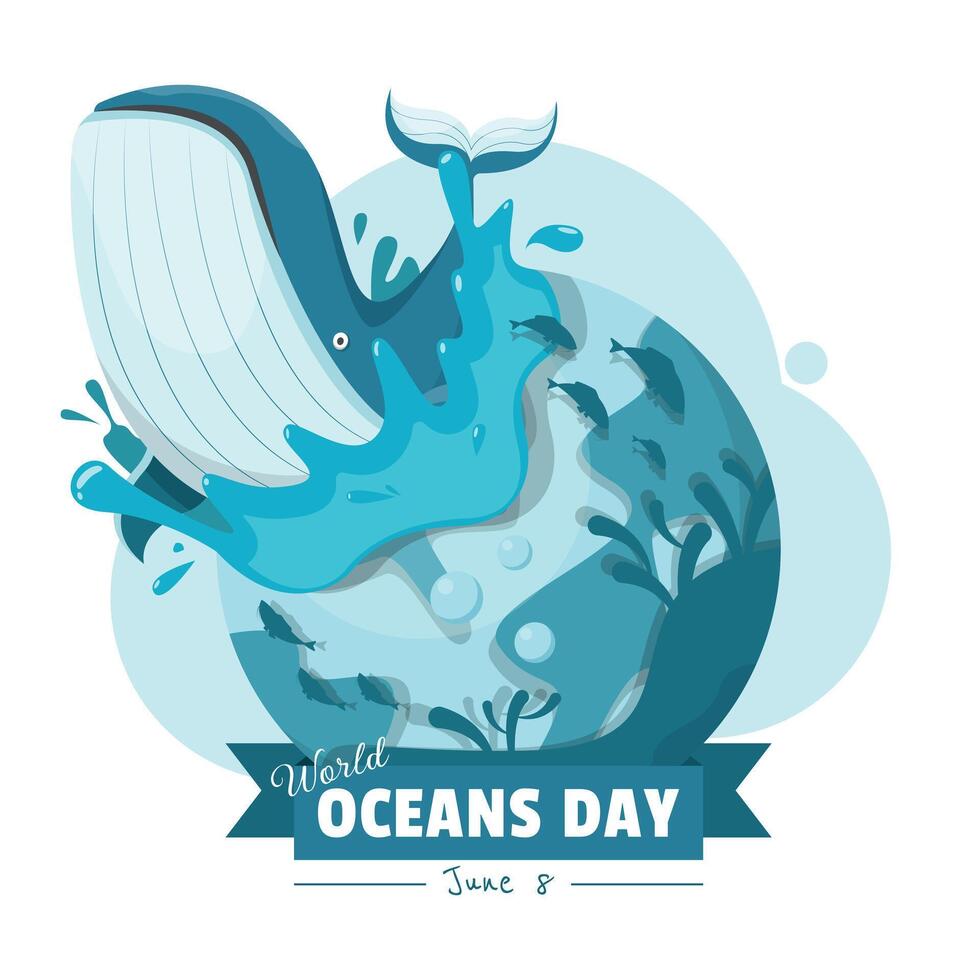 World Oceans Day Poster. Ocean ecosystems in the world vector