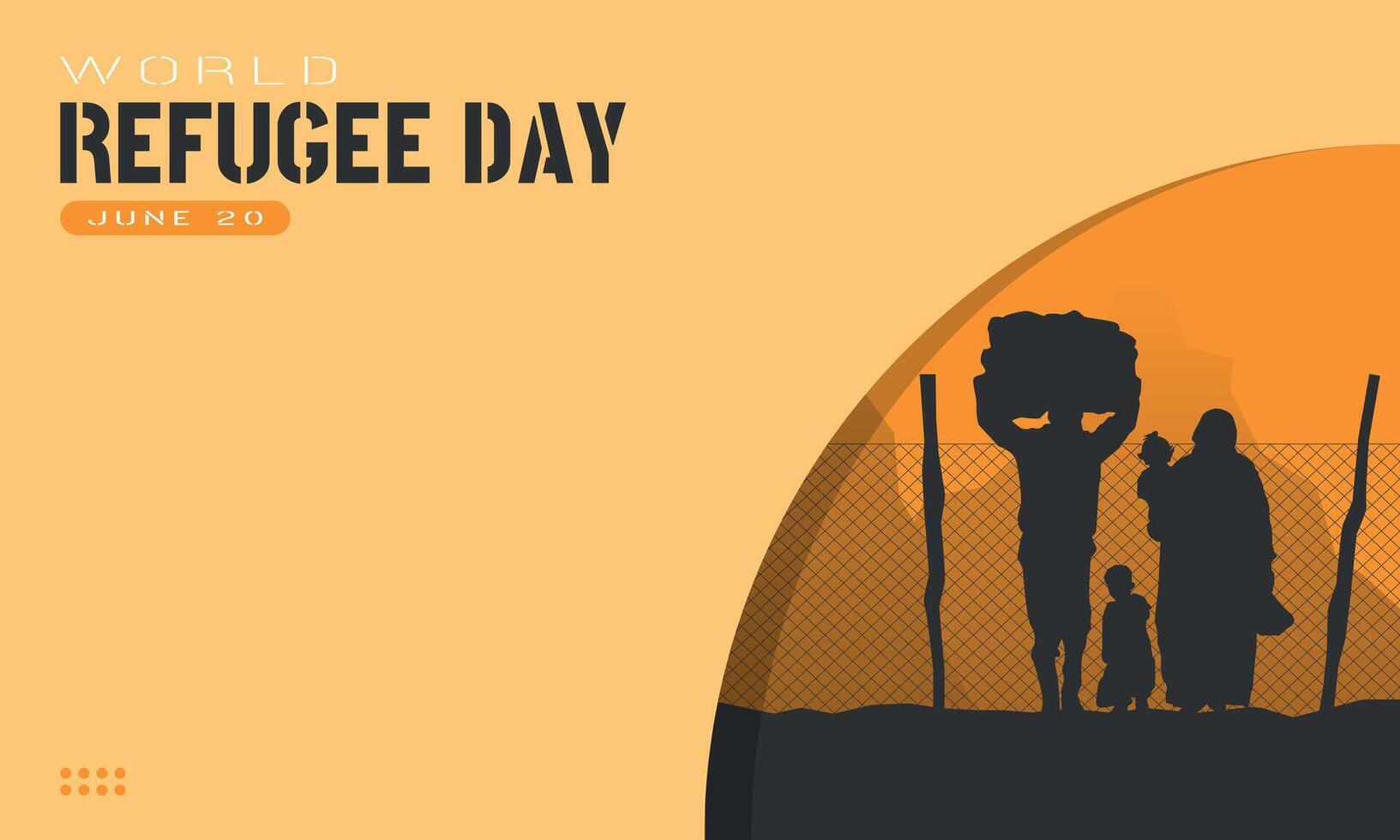 World Refugee Day Template. Refugee families survive. Copy space area vector