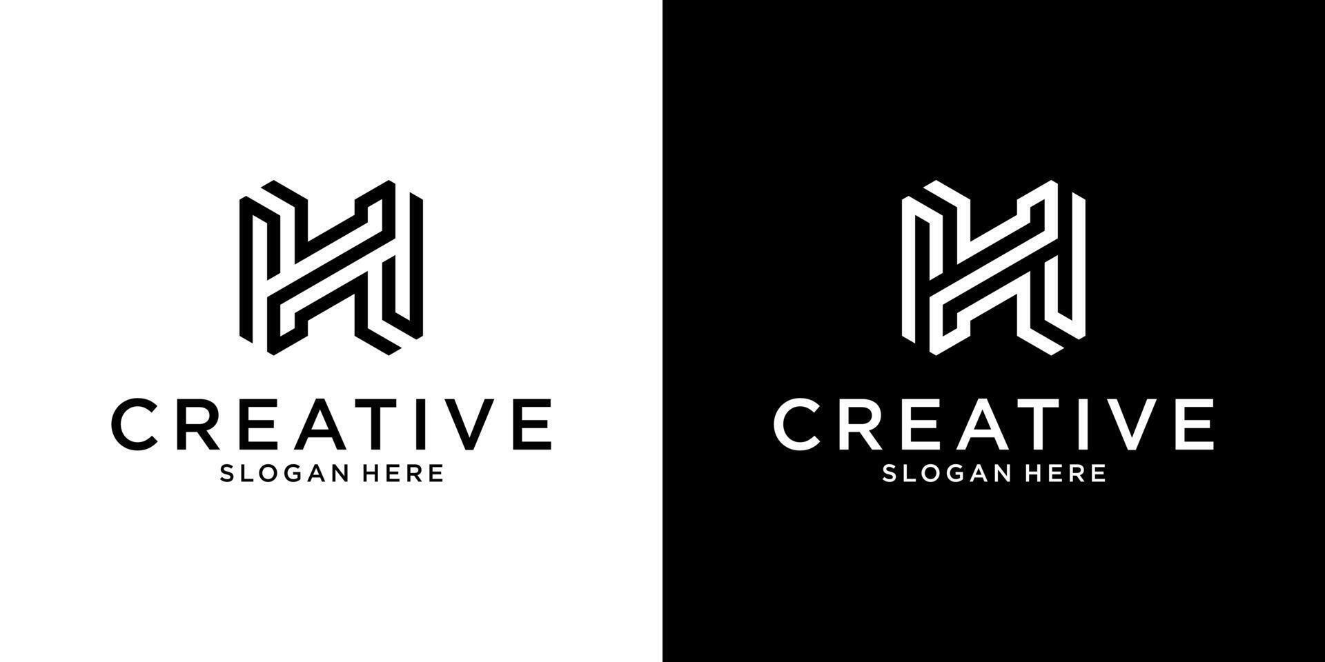 H or HH initial letter logo design templa vector
