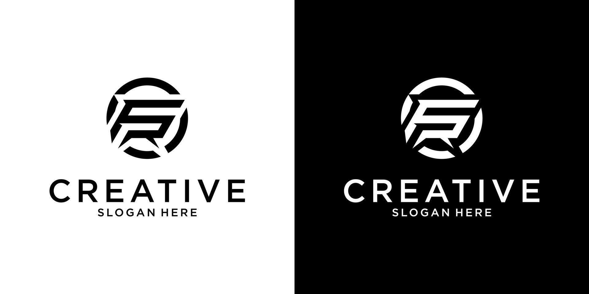 FR of RF initial letter logo design concept vector