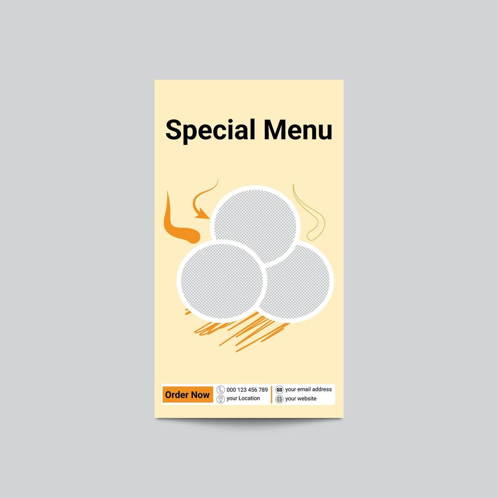 Stylish Special Menu Template Design With Image Placeholder And Order Details vector