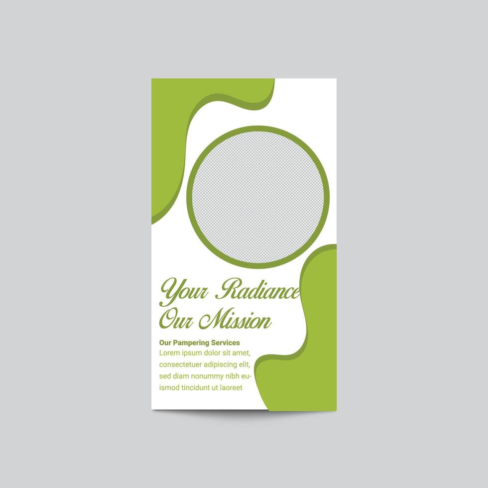 Elegant Beauty Salon Banner Template With Green Accents And Circle Placeholder vector