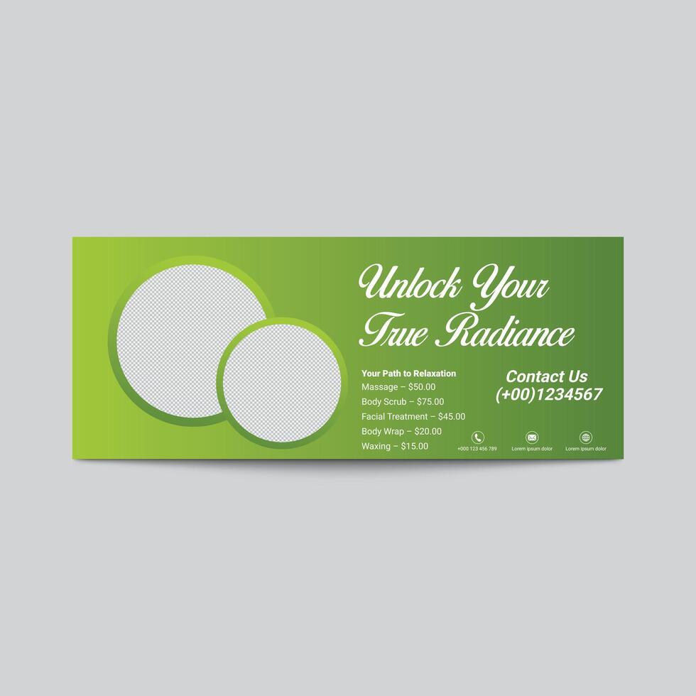 Elegant Spa Banner Design Template Promoting Relaxation Services And Contact Information vector