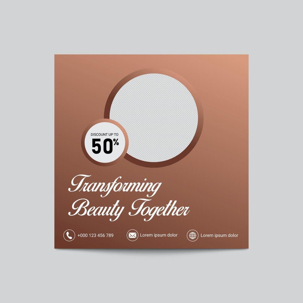 Beauty Salon Promotion Template With Image Placeholder And Fifty Percent Discount vector