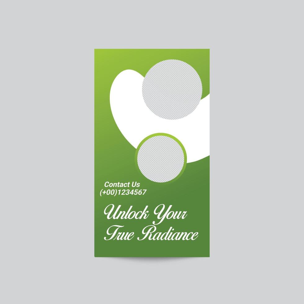 Creative Green Gradient Banner Template With Circle Frames For Images And Text vector