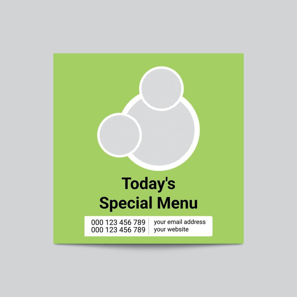 Restaurant Social Media Template Promoting Todays Special Menu With Image Placeholders vector