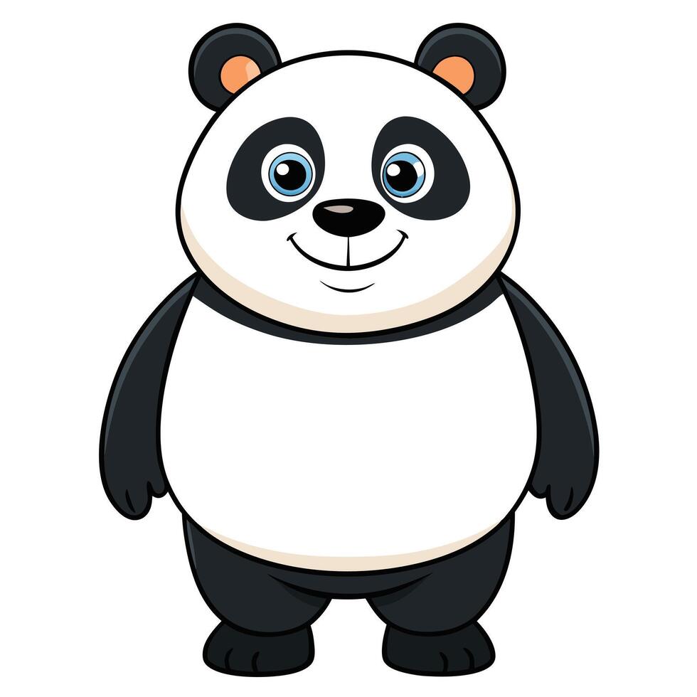 Cute cartoon panda bear illustration smiling standing upright full body vector