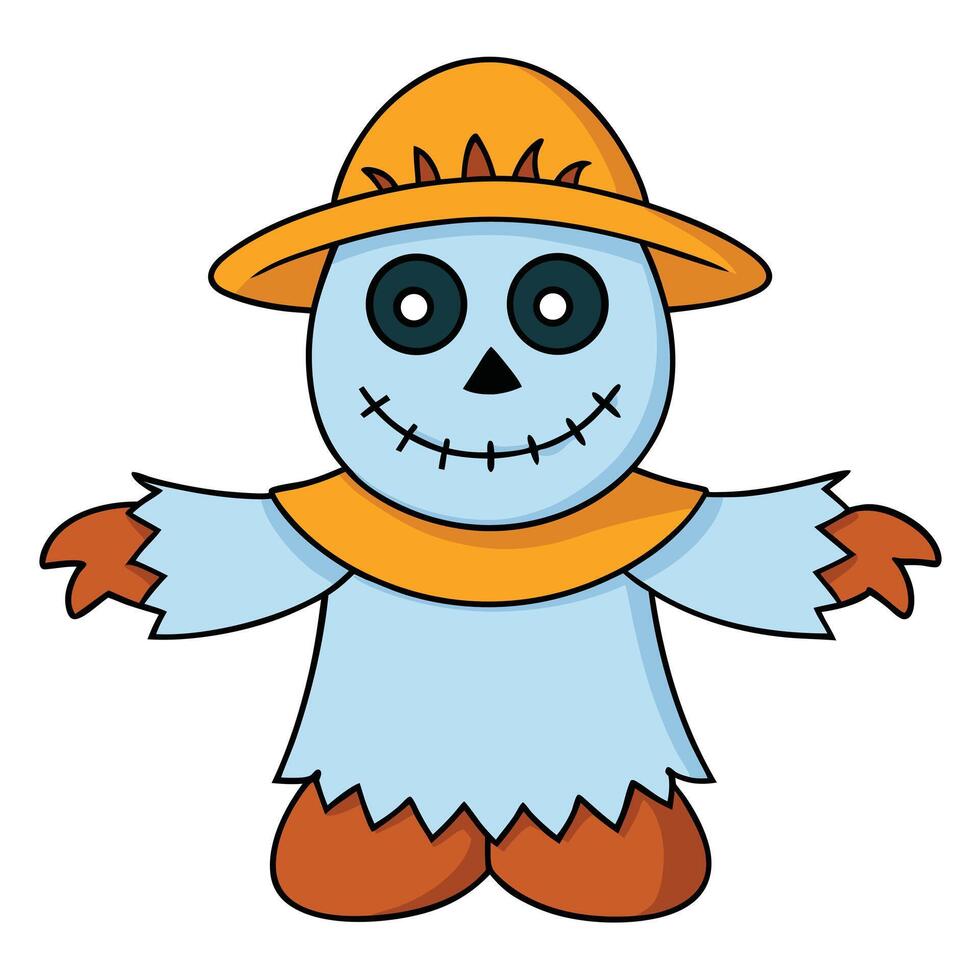 Cute scarecrow character illustration for halloween celebration and autumn holiday theme vector