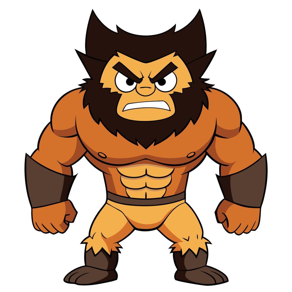 Cartoon barbarian character fierce warrior ready for battle illustration vector