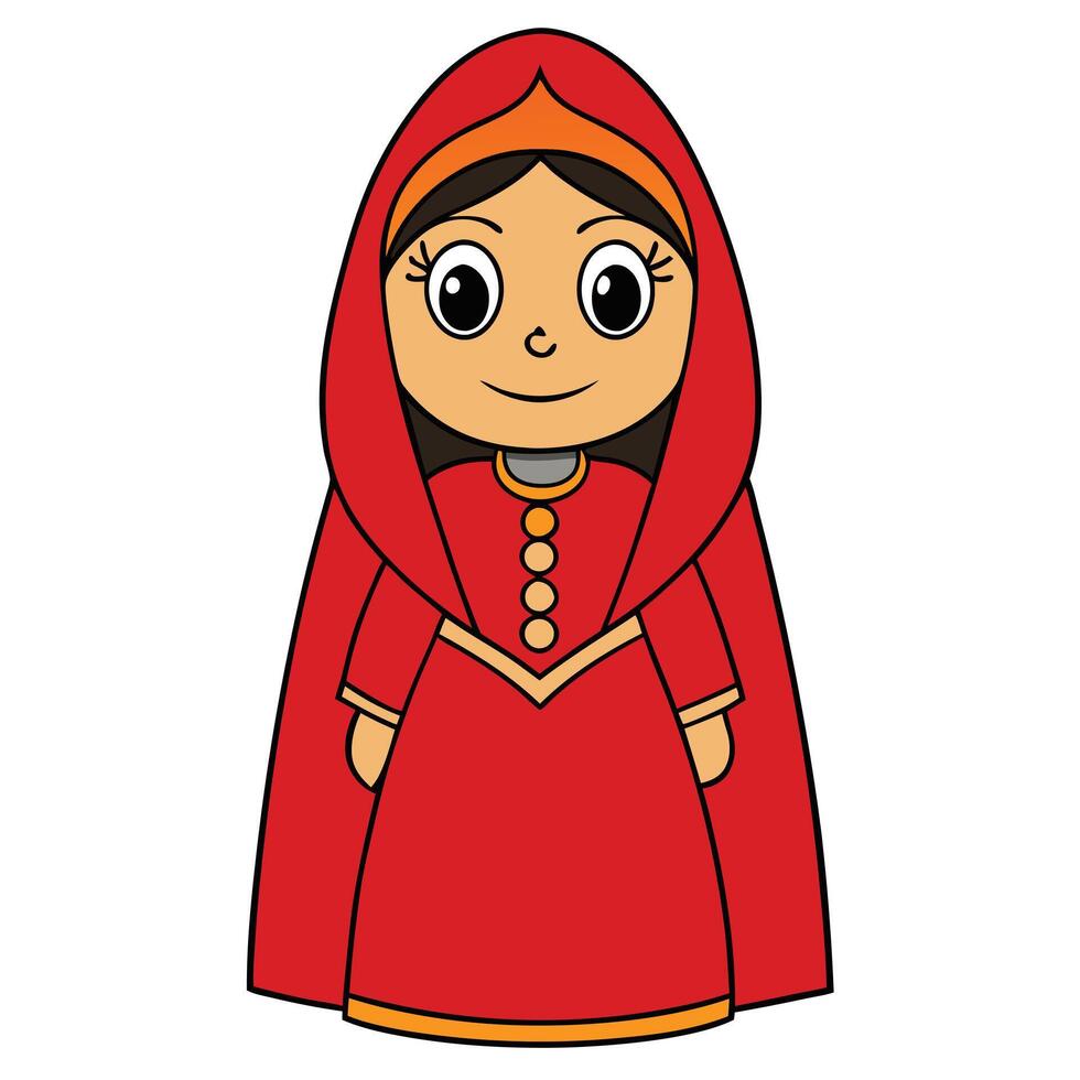 Cute little red riding hood cartoon character illustration for childrens books vector