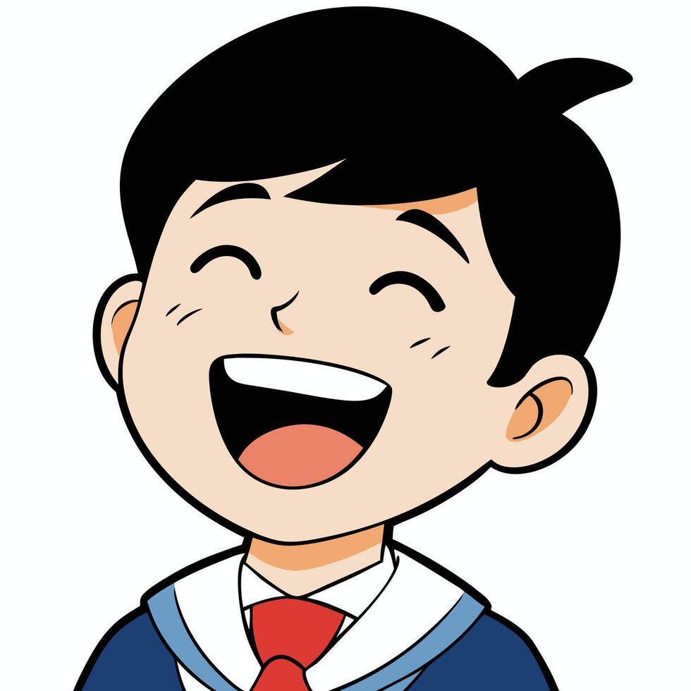 Happy cartoon schoolboy character portrait with uniform and cheerful expression illustration vector