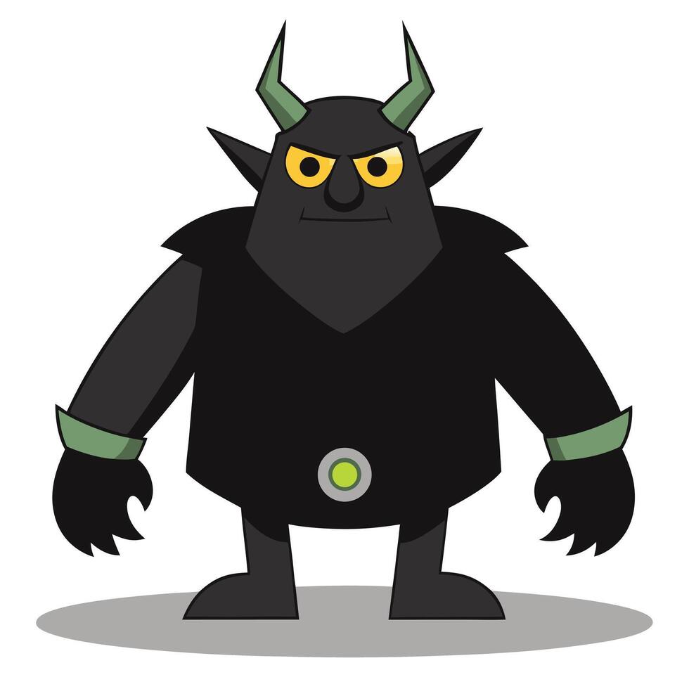 Cartoon character design of a fantasy demon with horns and glowing eyes vector