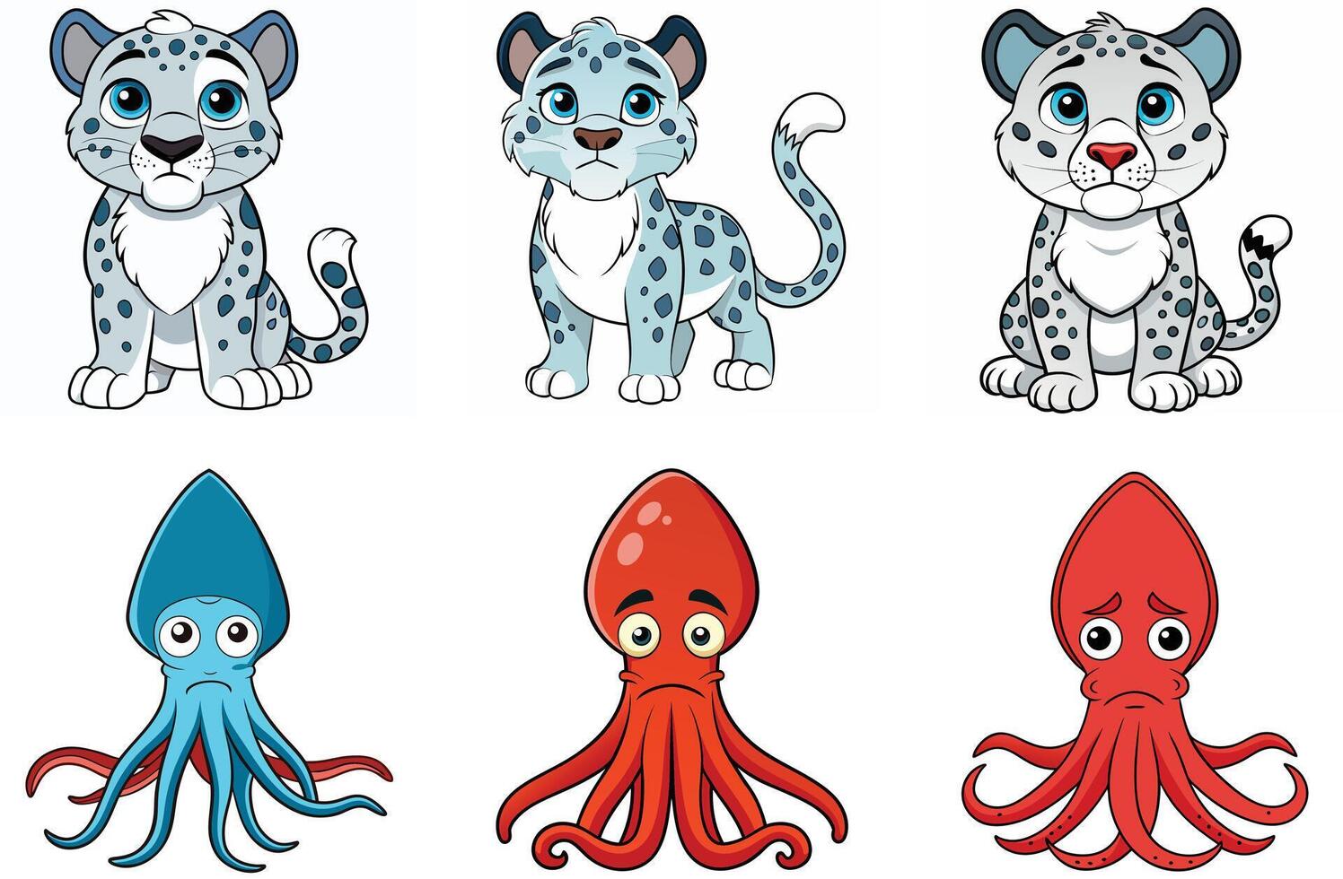 Cartoon angry animals illustration of rays sharks and tiger vector