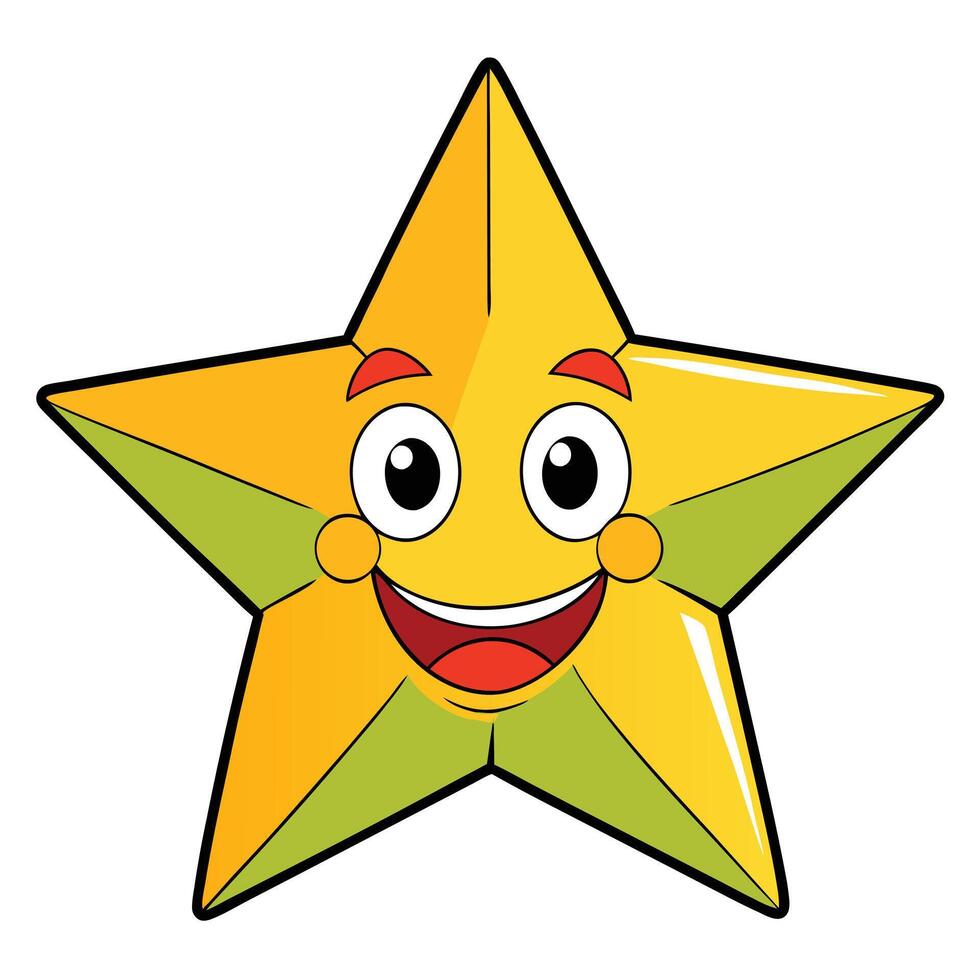 Cheerful cartoon star character with big smile and expressive eyes vector
