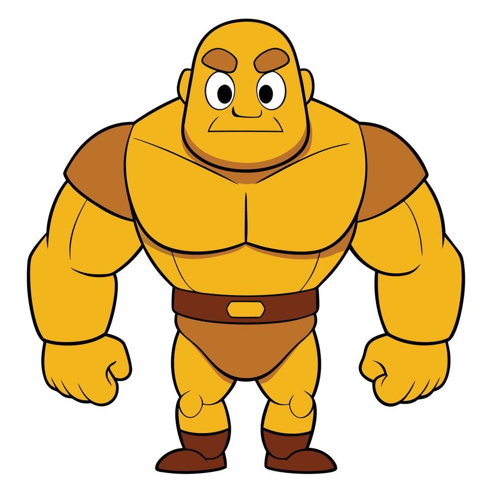 Cartoon stone golem isolated on white background strong character illustration vector