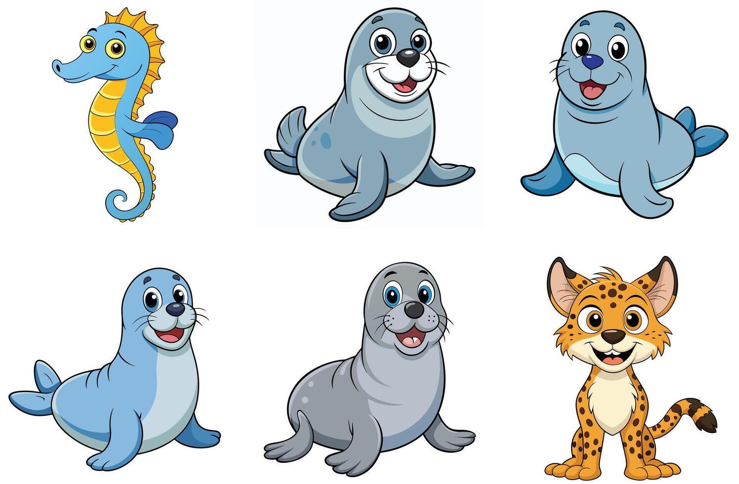 Cartoon armadillos and anteaters set with angry expressions illustration vector