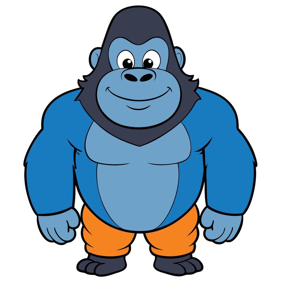 Cartoon gorilla illustration friendly expression fun design for kids projects vector