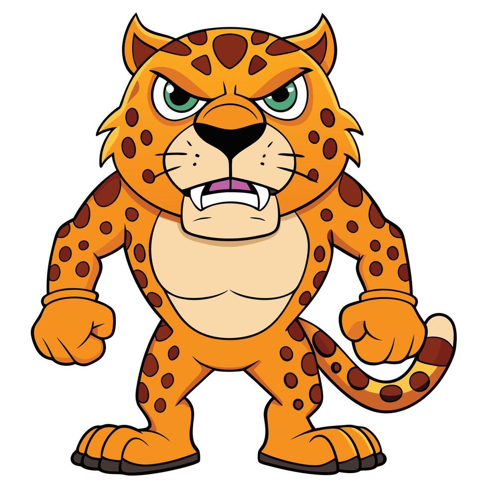 Cartoon angry leopard illustration image for children and graphic design projects vector