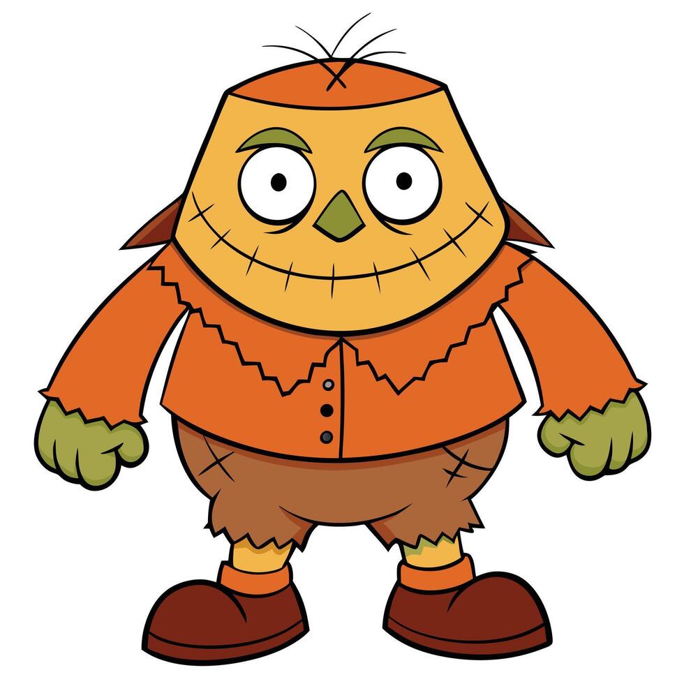 Cartoon halloween scarecrow character illustration for holiday designs and creative projects vector