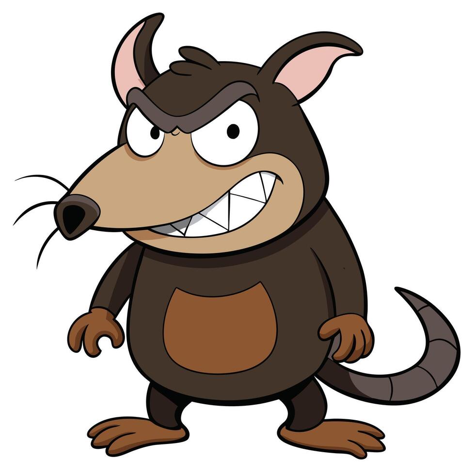 Cartoon rat illustration featuring an angry expression ready for animation purposes vector