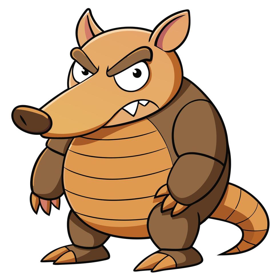 Cartoon angry armadillo character illustration art for kids designs and creative projects vector