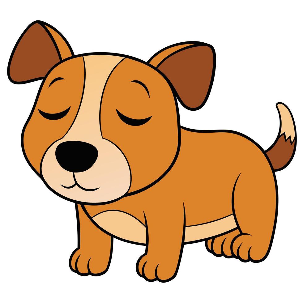 Cartoon puppy relaxing with eyes closed cute dog illustration vector