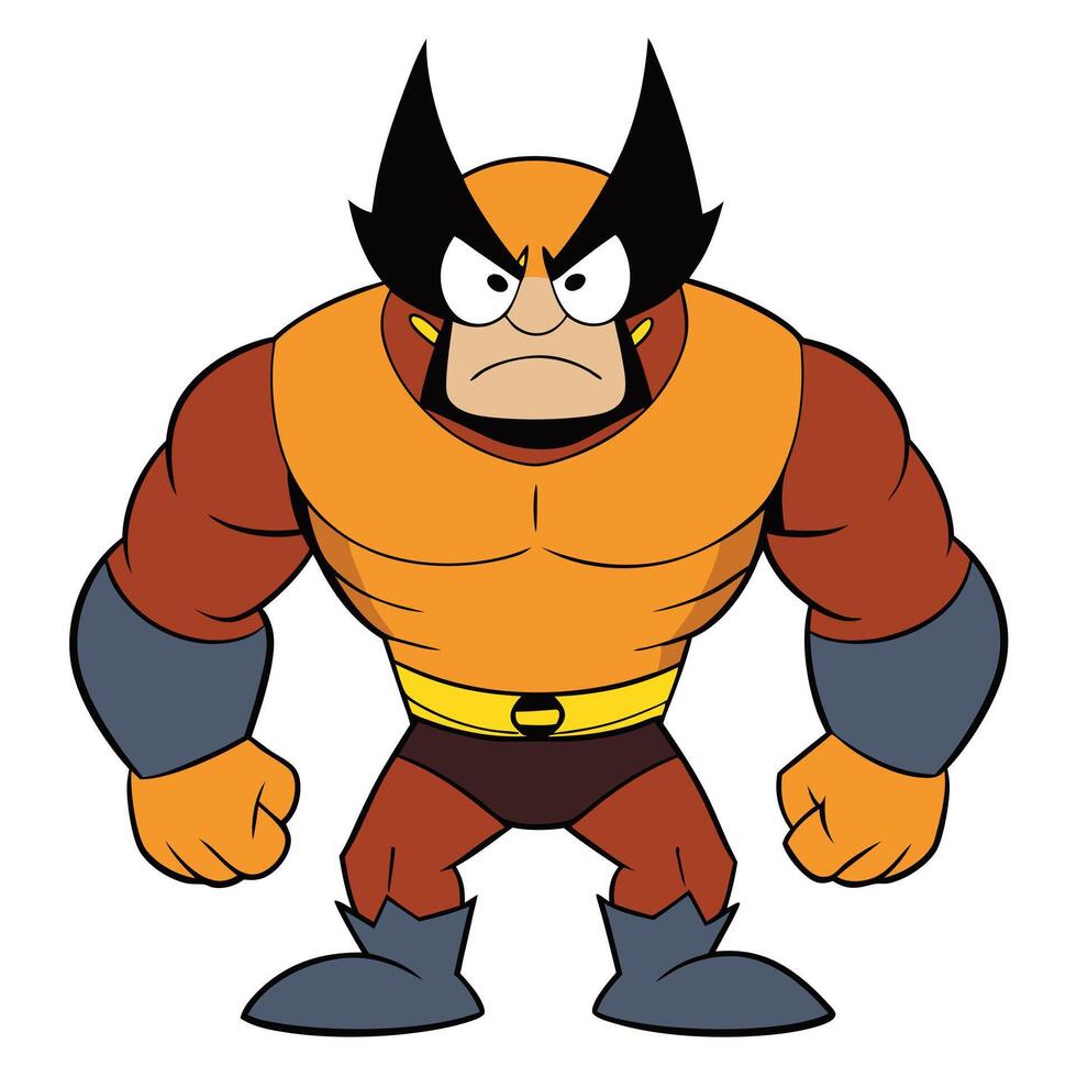 Cartoon superhero character in orange and brown isolated on white vector