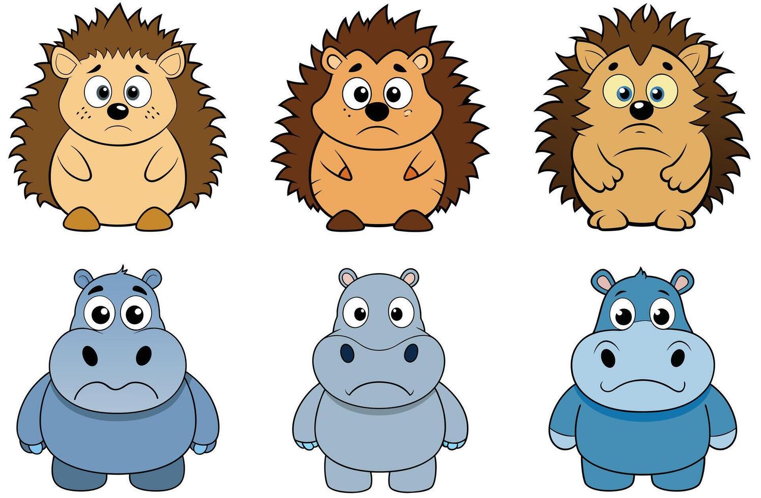 Cartoon illustration of angry lobster and lynx characters vector