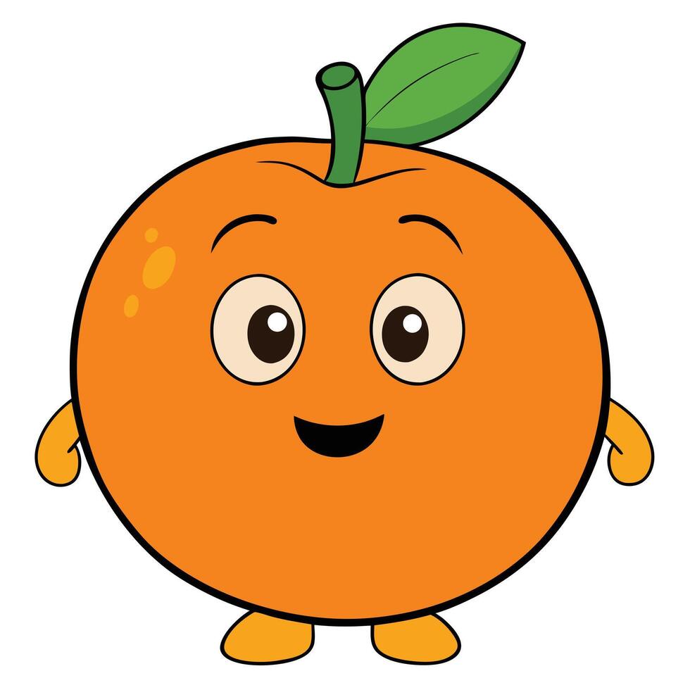 Cute cartoon orange character with smiling face isolated on white background illustration vector