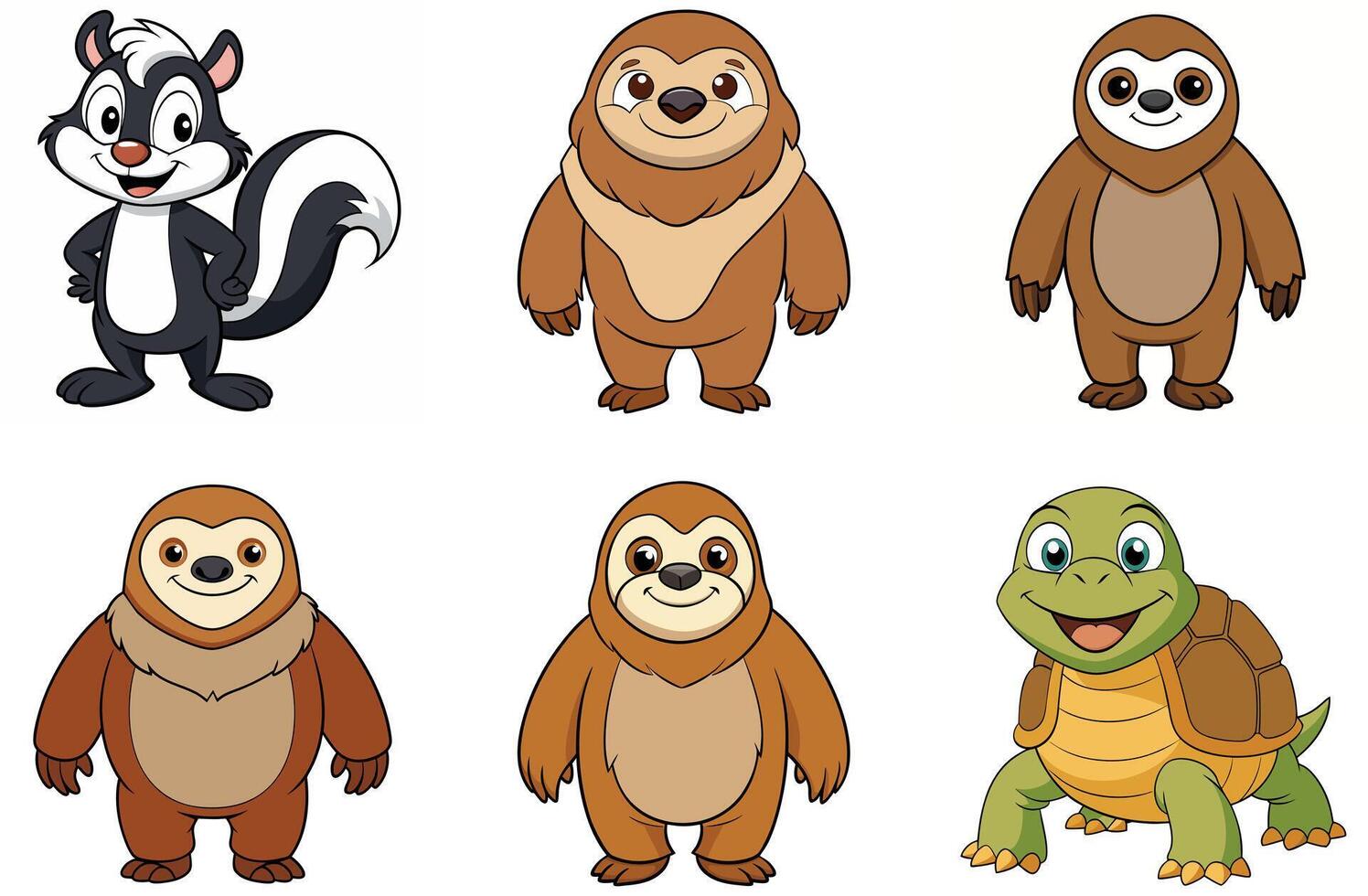 Angry cartoon fish and boar characters illustration set on white background vector