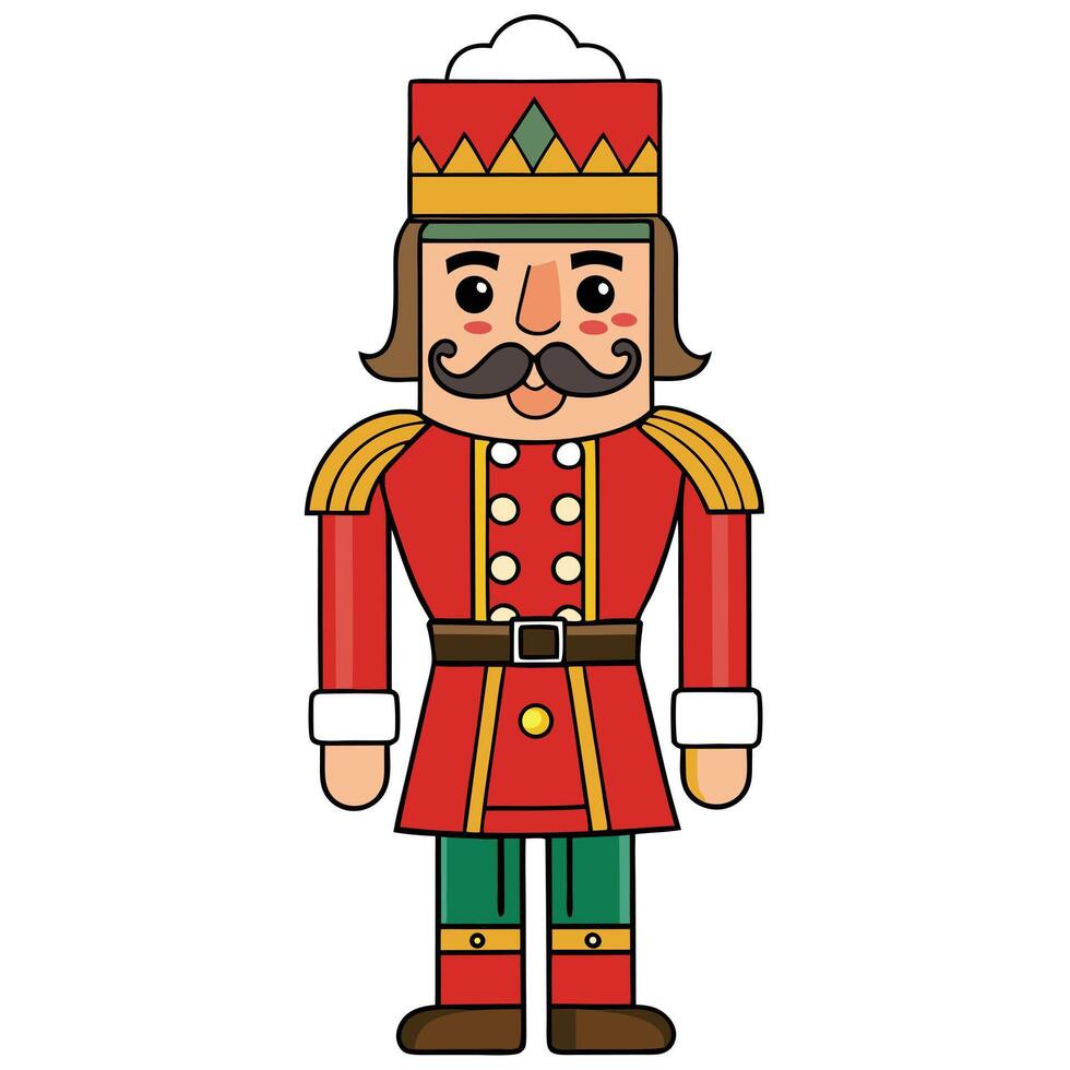 Charming cartoon nutcracker soldier illustration for christmas holiday decor and design projects vector