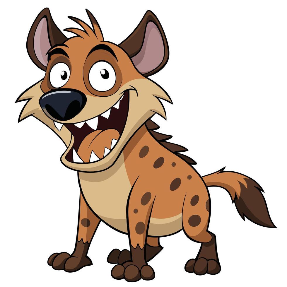 Smiling cartoon hyena character illustration for childrens designs and animation vector