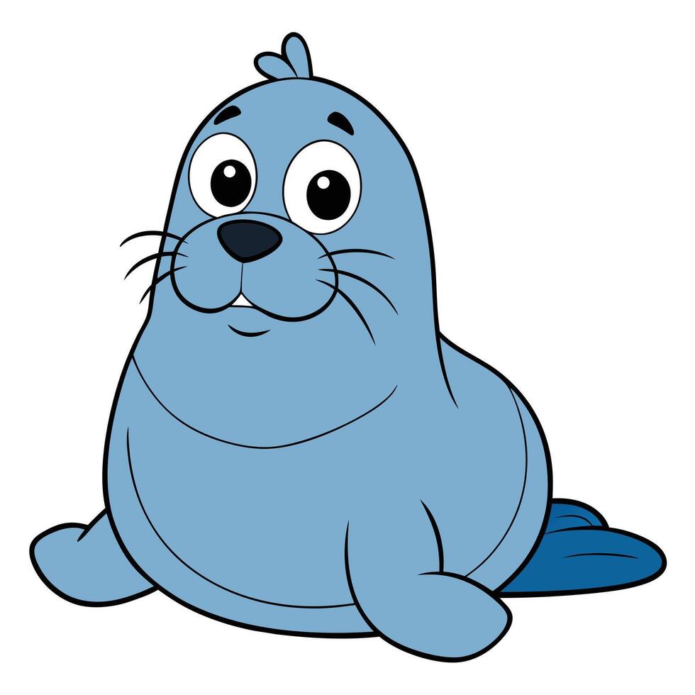Cute cartoon seal character isolated on white background adorable sea animal vector