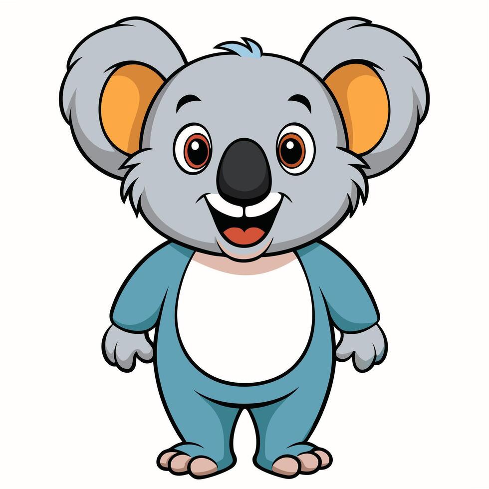 Cartoon style illustration of a happy and friendly koala bear standing upright vector