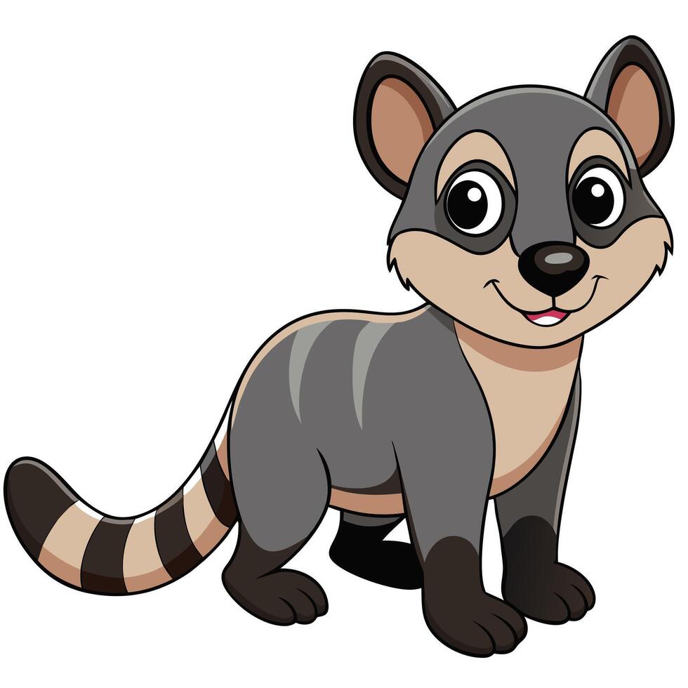 Cute cartoon genet isolated on white background animal illustration vector