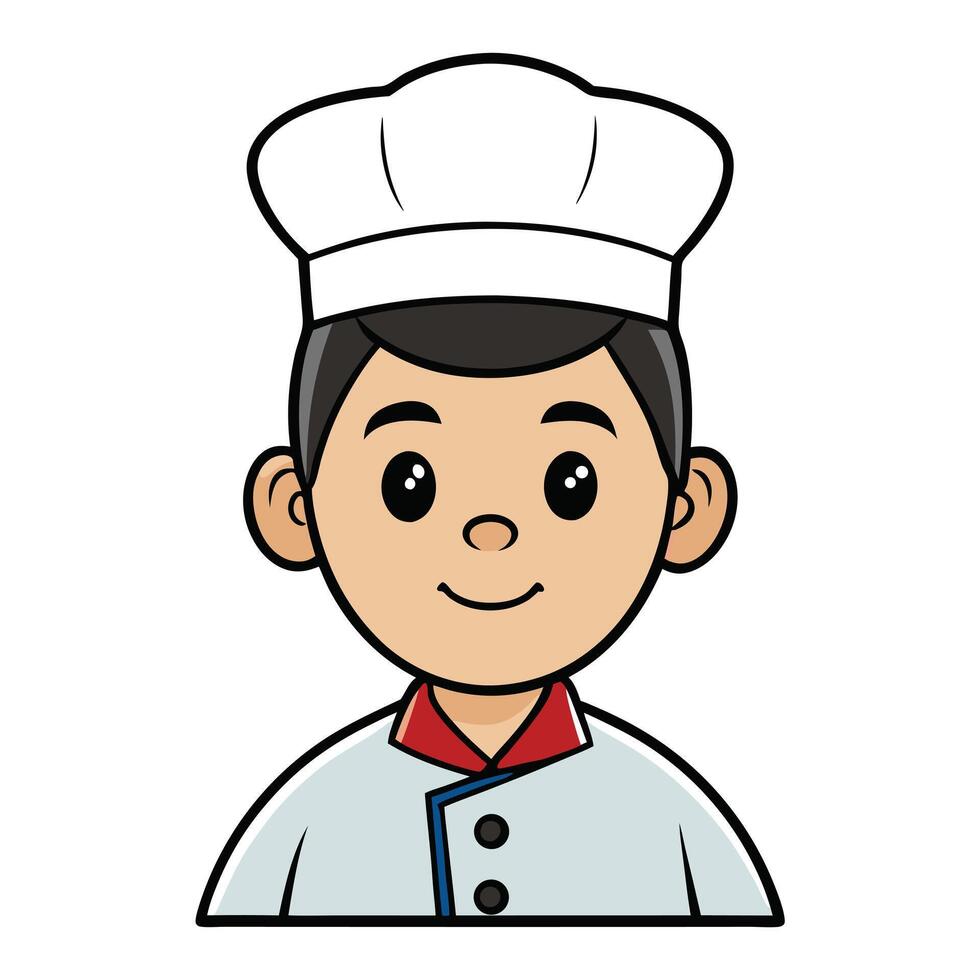 Cartoon illustration of a young smiling chef in uniform and hat vector