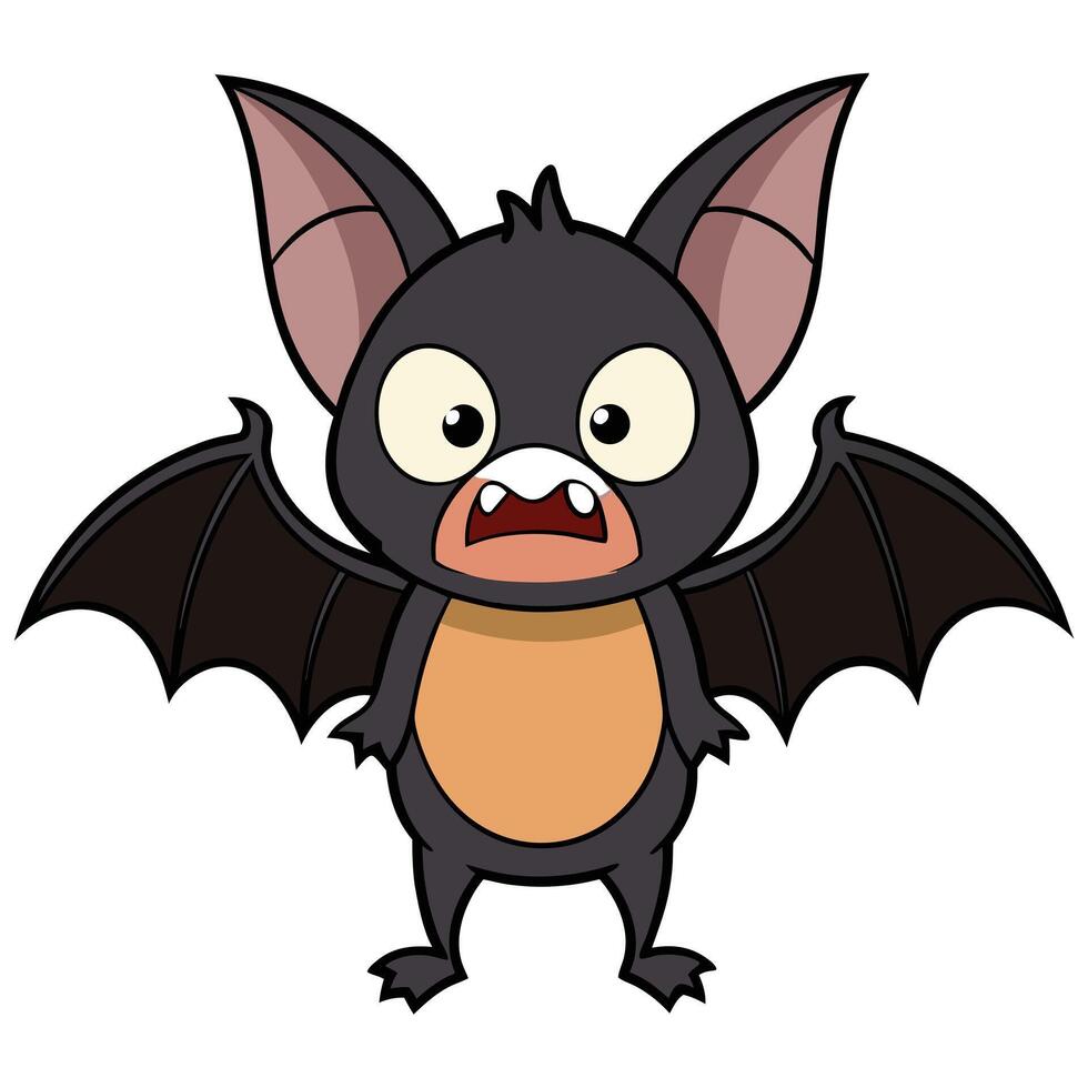 Scared cartoon bat with wide eyes ready for halloween season illustration vector
