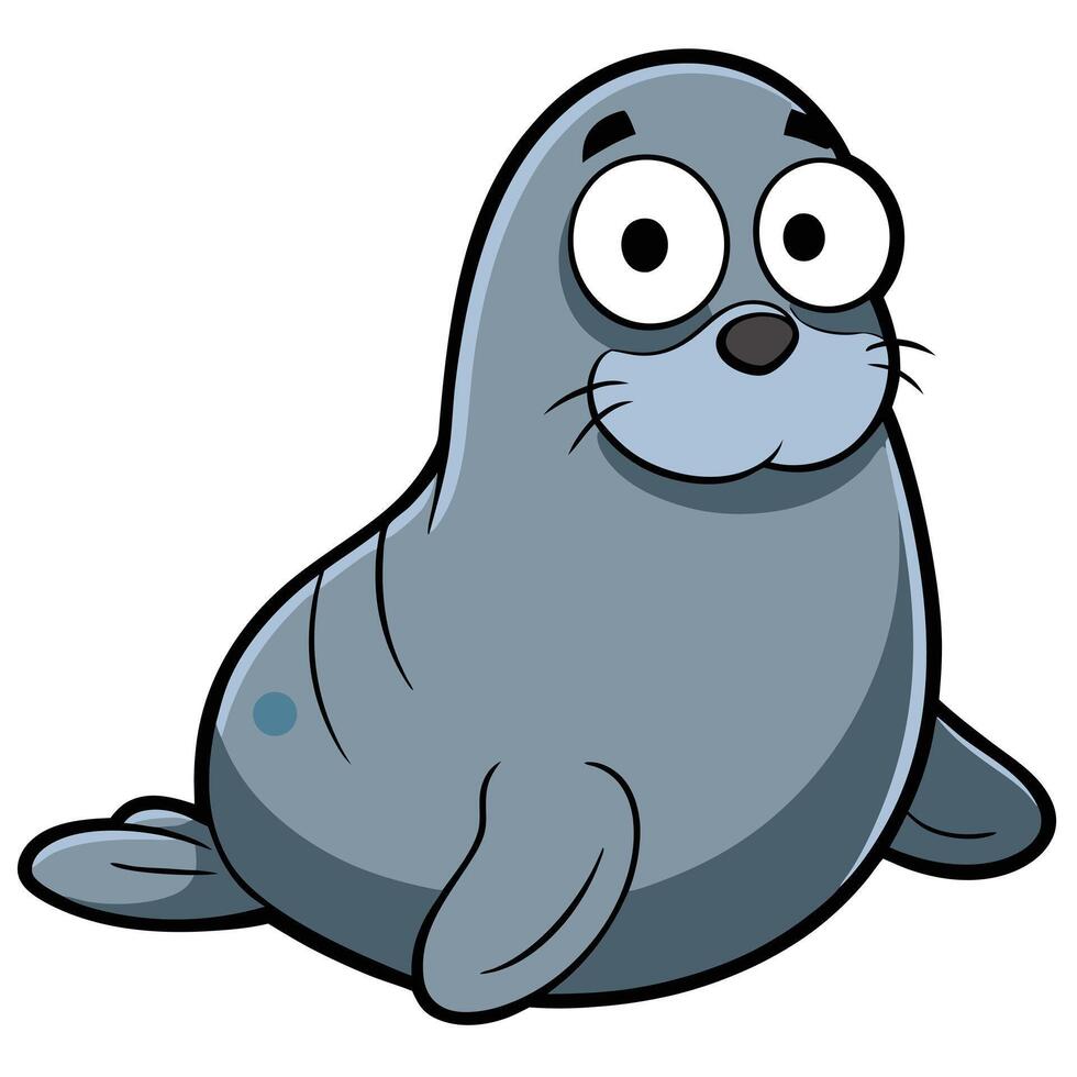 Cute cartoon seal illustration marine animal wildlife character design vector