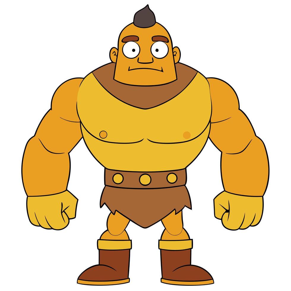 Cartoon muscular character illustration ancient warrior isolated on white background design vector
